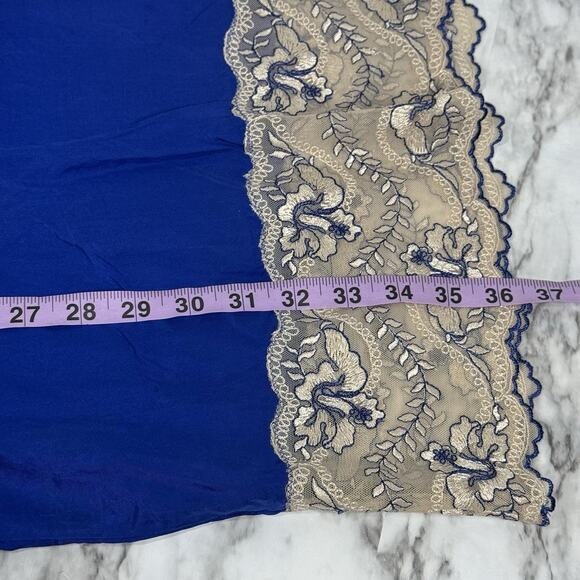 Express Y2K Silk Embroidered Floral Lace Slip Mini Dress Size XS Blue Fairy - Picture 5 of 7